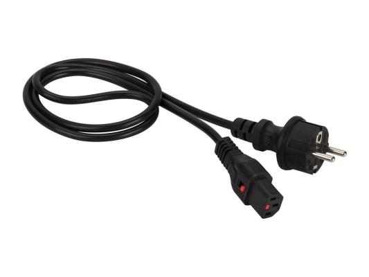 Шнур питания с блокировкой C13-Schuko прямая, 3х0.75, 220В, 10А, черный, 2 метра