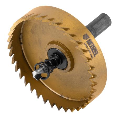 Коронка по металлу HSS, 65 мм, нитридтитановое покрытие //Denzel