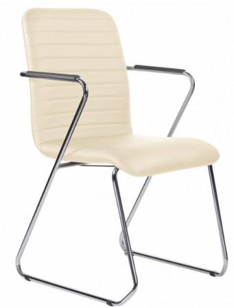 Кресло для приемных и переговорных BRABIX "Visit CF-101", хром, экокожа, бежевое, 532560