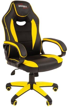 Кресло компьютерное BRABIX "Blaze GM-162", TW/экокожа, черное/желтое, 532579, 7083507