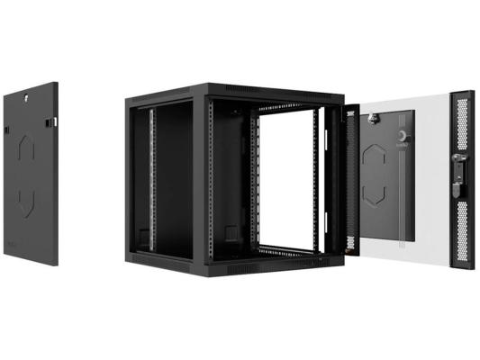 Cabeus SH-05F-6U60/35-BK Шкаф телекоммуникационный настенный 19" 6U 600x350x368mm (ШхГхВ) дверь стекло, цвет черный (RAL 9004)