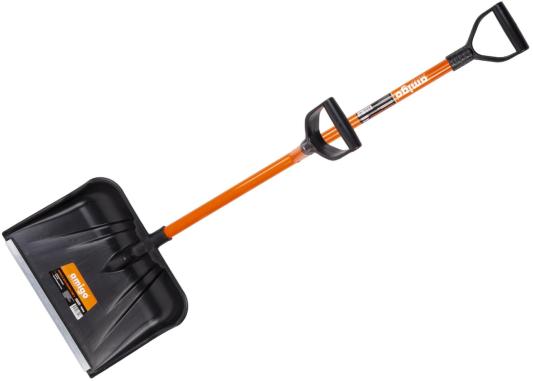 Лопата для уборки снега. Прочный пластиковый ковш, металлический черенок с двумя D-ручками AMIGO