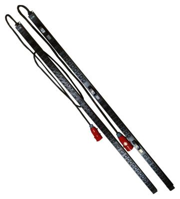 Блок распределения питания Lanmaster TWT-PDVI3-6X24-CB-32 верт.размещ. 6xC19 24xC13 с пофазным измерением энергии 32A IEC 309 2м