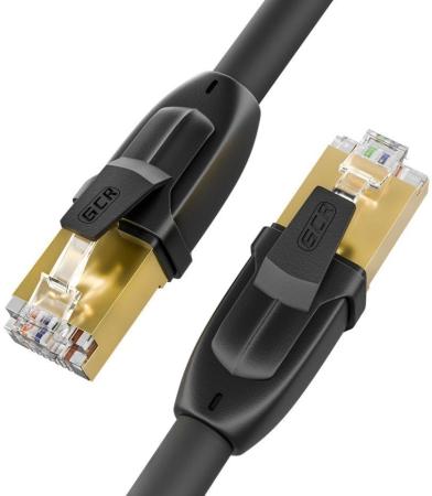 GCR Патч-корд PROF кат.7 ethernet  1.5m F/FTP,  RJ45, CU, 28 AWG, литой, прямой , черный, экранированные коннекторы, GCR-52565