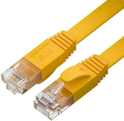 GCR Патч-корд PROF плоский прямой 2.0m, UTP медь кат.6, желтый, 30 AWG, ethernet high speed 10 Гбит/с, RJ45, T568B, GCR-52827