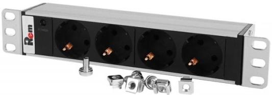 ЦМО Блок розеток Rem-10 без шнура с инд., 4 Schuko, вход IEC 60320 C14, 10A, алюм., 10" (R-10-4S-I-220-Z)