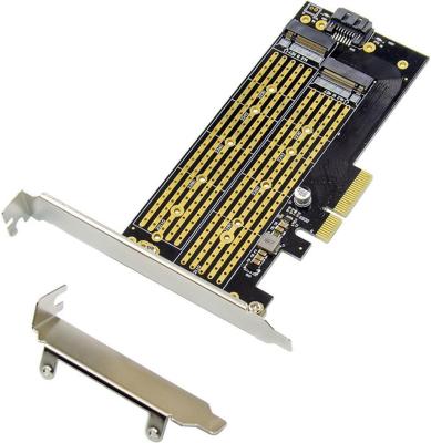 ORIENT C301E, Переходник PCI-Ex4->NGFF (M.2) M-key PCI-E SSD + SATA->NGFF (M.2) B-key SSD, тип 2230/2242/2260/2280/22110, SATA кабель и 2 планки крепления в комплекте (31129)