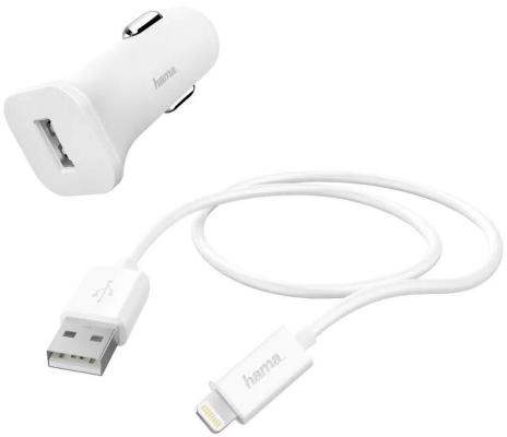Автомобильное зар./устр. Hama H-183291 1A кабель Apple Lightning белый (00183291)