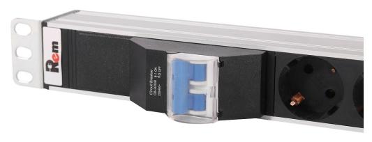 Вертикальный блок розеток Rem-16 с авт. 16А, 10 Schuko, 10 IEC 60320 C19, 16A, алюм.,33-38U,шнур 3 м.