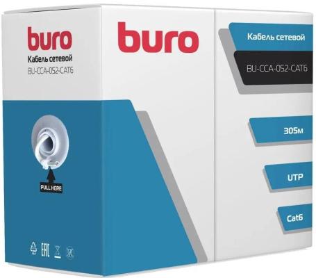 Кабель сетевой Buro BU-CCA-052-CAT6 UTP 4 пары cat6 solid 0.52мм CCA 305м серый
