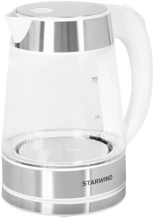 Чайник электрический Starwind SKG2011 1.7л. 2200Вт белый/серебристый (корпус: стекло)