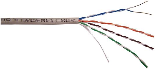 Кабель TWT UTP, серии XS, 4 пары, Кат.5e, PVC, серый, 100 метров