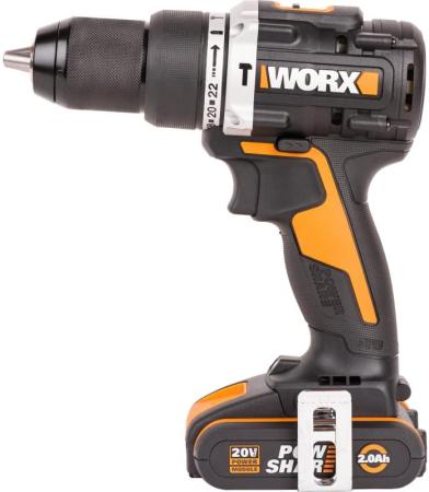 Дрель-шуруповерт ударная аккумуляторная WORX WX352, 60Нм, 20В, бесщеточная, 2Ач x2, ЗУ 2А, кейс