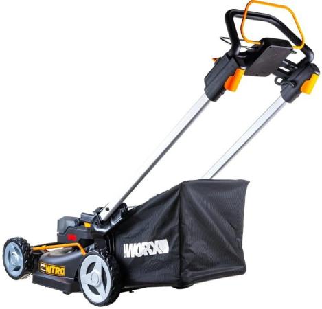 Газонокосилка аккумуляторная самоходная WORX 46 см, бесщеточная, 40В, 4Ач х2, ЗУ 2А х2, коробка