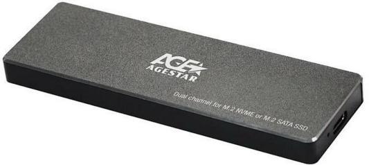 Внешний корпус SSD AgeStar 31UBVS6C NVMe/SATA алюминий черный M2 2280 м