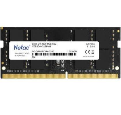 Память DDR4 8Gb 3200MHz Netac NTBSD4N32SP-08 Basic RTL PC4-25600 CL22 SO-DIMM 260-pin 1.2В single rank