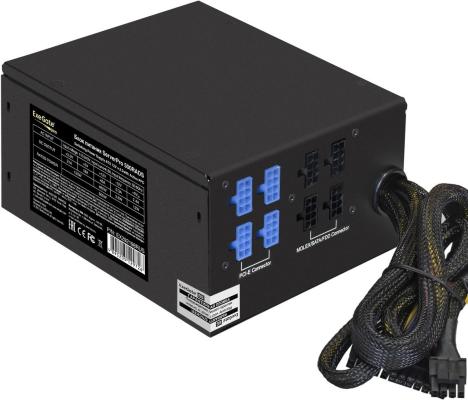 Exegate EX292198RUS Серверный БП 500W ExeGate ServerPRO-500RADS (ATX, for 3U+ cases, APFC, КПД 80% (80 PLUS), 14cm fan, 24pin, (4+4)pin, PCIe, 5xSATA, 4xIDE, FDD, Cable Management, black)