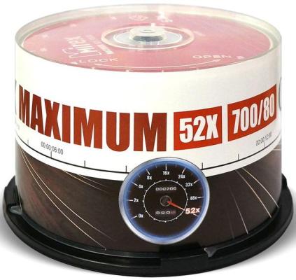 Диск CD-R Mirex 700 Mb, 52х, Maximum, Cake Box (50), (50/300)