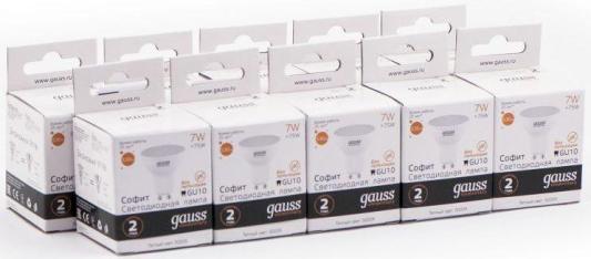 Лампа светодиодная Gauss Elementary MR16 7Вт цок.:GU10 спот 220B 3000K св.свеч.бел.теп. (упак.:10шт) (13617)