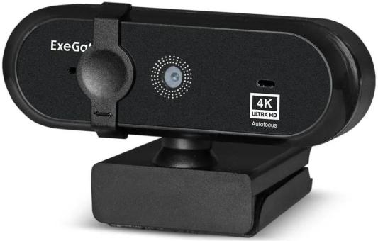 Веб-камера ExeGate Stream HD 4000 4K UHD T-Tripod (матрица 1/3" 8 Мп, 3840x2160, 32fps, 4-линзовый объектив (стекло), автофокус, шторка, USB, микрофон с шумоподавлением, поворотное крепление, телескопический штатив Tripod Tele Ball, кабель 1,5 м, поддержк