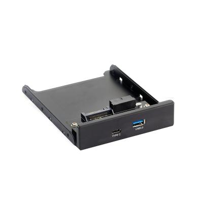 Планка USB на переднюю панель ExeGate U3H-617, 3,5", 1*USB3.0+1*TypeC, черная, металл, подсоединение к мат. плат