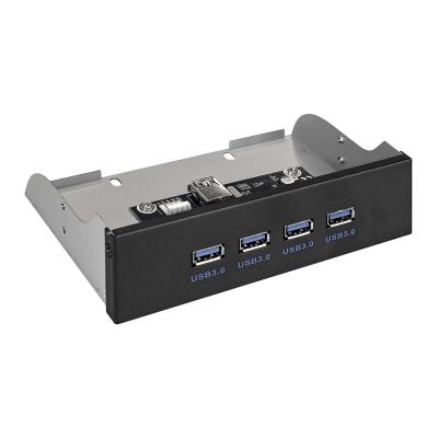 Планка USB на переднюю панель ExeGate U5H-625, 5,25", 4*USB3.0, черная, металл, подсоед. к MB