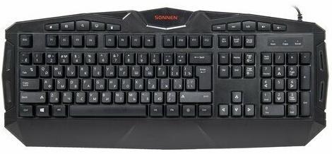 Клавиатура проводная игровая SONNEN Q9M, USB, 104 клавиши + 10 мультимедийных, RGB, черная, 513511