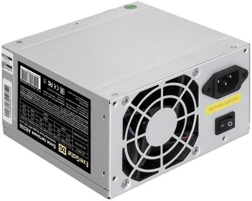 Exegate EX219182RUS-S Блок питания AB350, ATX, SC, 8cm fan, 24p+4p, 3*SATA, 2*IDE, FDD + кабель 220V с защитой от выдергивания