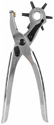 Револьверный дырокол для кожи 6-в-1 Deli DL1919С 9&quot; Размер: 9 дюймов. 2, 2,5, 3, 3,5, 4, 4,5 мм. Формованный пуансон: Cr-V Хромированный.