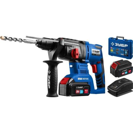 ЗУБР 20В бесщеточный перфоратор, 2 АКБ (4Ач), в кейсе, Профессионал. PB-260-42