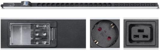 Cabeus PDU-32-16S-8C19-B-T Блок розеток для 19" шкафов, вертикальный, 16 розеток Schuko, 8 розеток IEC 320 C19, 32А, автомат защиты, алюминиевый корпус, клеммная колодка