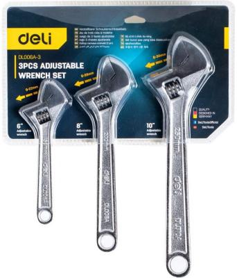 Набор разводных гаечных ключей Deli DL006A-3 3 шт 6&quot;/8&quot;/10&quot; (3 шт 6&quot;/8&quot;/10&quot; 150/200/250 мм)