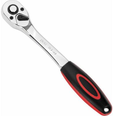 Ключ-трещотка Deli DL2422 3/8&quot; Размер: 200 мм. Двухкомпонентная трещотка, 72T (зубья), шестерня Cr-Mo, быстросъемная