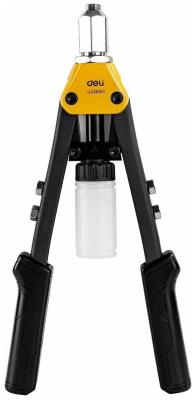 Двуручный заклепочник Deli DL236913 13  Носовая часть из хромомолибденовой стали. носовая часть: 2,4–3,2–4,0–4,8–6,4 мм. Сменные насадки.