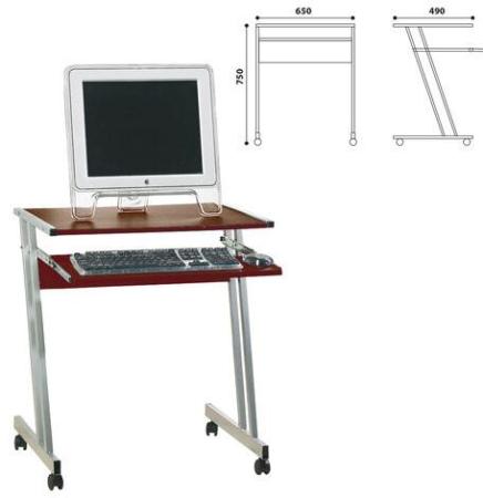 Стол компьютерный на металлокаркасе, 650х490х750 мм, ЛДСП, цвет "орех", Д-249