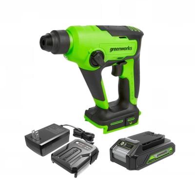 Greenworks Перфоратор аккумуляторный бесщеточный Greenworks GD24SDS1K2, 1,2 ДЖ, 24V, c АКБ 2Ач и ЗУ, в сумке [3803107UA]