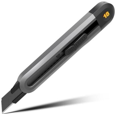 Технический нож "Home Series Black" Deli HT4018 Ширина лезвия 18мм. Эксклюзивный дизайн. Корпус из высококачественного софттач пластика