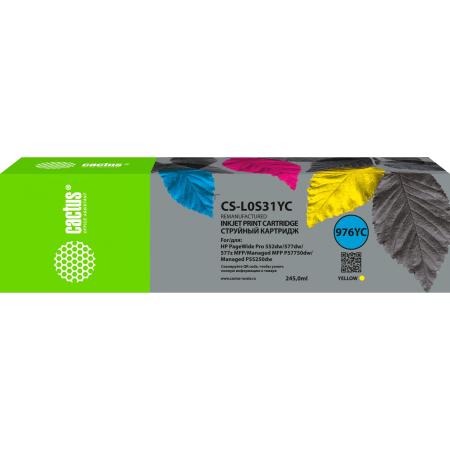 Картридж струйный Cactus CS-L0S31YC 976YC желтый (245мл) для HP PageWide P55250dw/ P57750dw MFP Managed
