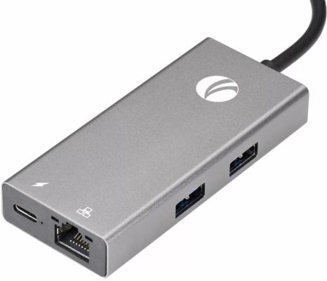 Концентратор USB Type-C VCOM Telecom CU459 2 х USB 3.0 RJ-45 USB Type-C серебристый