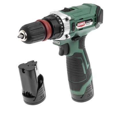 Аккумуляторная дрель Hammer 12 В, 2x2 Ач, Li-ION, 10 мм, 0-350/0-1400 об/мин, 28 Нм ACD122QC