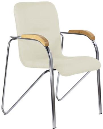 Кресло BRABIX "Samba CF-103", хром каркас, накладки "бук", кожзам бежевый, собрано, 532757