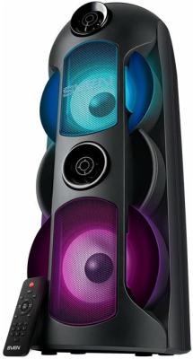 Мобильные колонки SVEN PS-720 2.0 чёрные (2x40W, mini Jack, USB, Bluetooth, FM, micro SD, LED-дисплей, ПДУ,  USB Type-C, 2 x 4400 мA, LED подсветка)