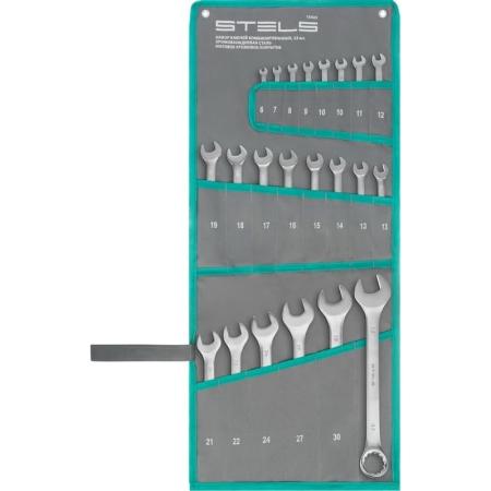 Набор ключей комбинированных 6-32 мм, 22 шт., CrV, матовый хром// Stels