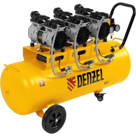 Компрессор безмаслянный малошумный DLS 1800/100,1800 Вт, 3х600, 100 л, 345 л/мин// Denzel