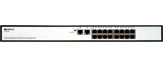 ORIGO OS1218P/190W/A1A Неуправляемый PoE-коммутатор 16x100Base-TX PoE+, 2x1000Base-T, PoE-бюджет 190 Вт, корпус металл