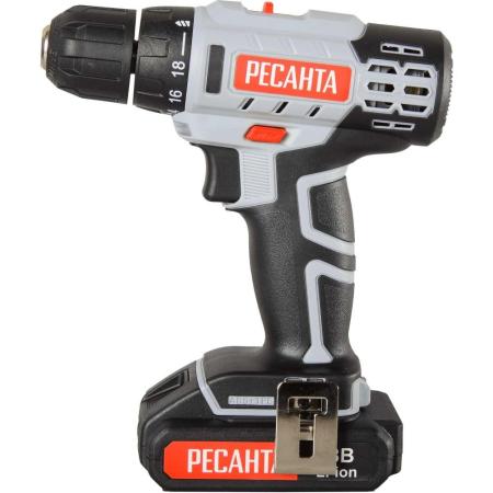 Дрель-шуруповерт Ресанта ДА-50Л2-18А аккум. патрон:быстрозажимной (кейс в комплекте) (75/14/9)
