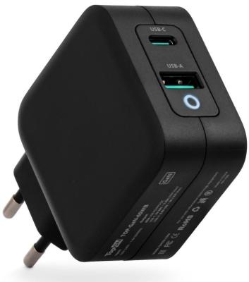 Сетевое зарядное устройство TopON GaN 65W USB + Type-C черный