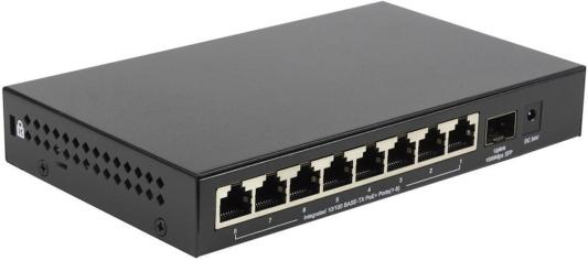 Unmanaged Switch 8x100Base-TX PoE, 1x1000Base-X SFP, PoE Budget 80W, metal case
