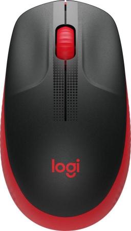 Мышь беспроводная Logitech M190 чёрный красный USB + радиоканал