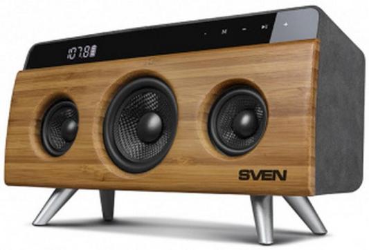 Мобильные колонки Sven HA-930 2.1 бамбук (2x25W, 1x25W, USB, Bluetooth, FM-радио, LED-дисплей, ручка, 2х2200 мA )